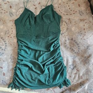 Elegant Green Ruched Dress